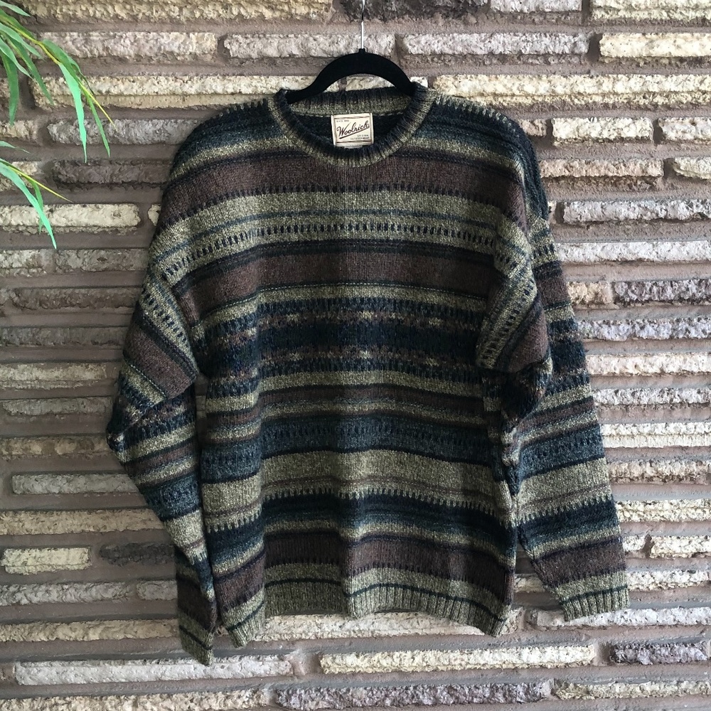 Woolrich Vintage Brown Striped Wool Blend Sweater
